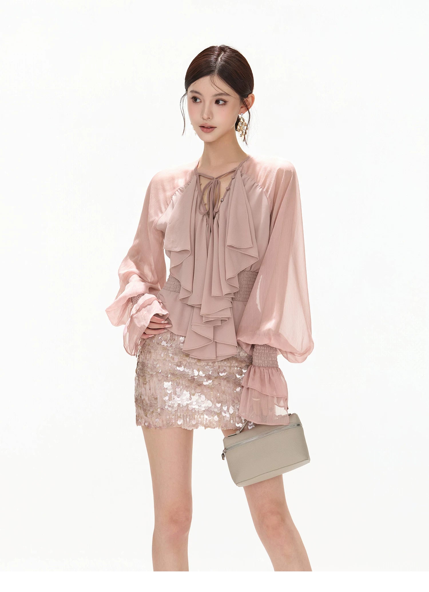 Luminous Nouveau Ruffle Chiffon Blouse