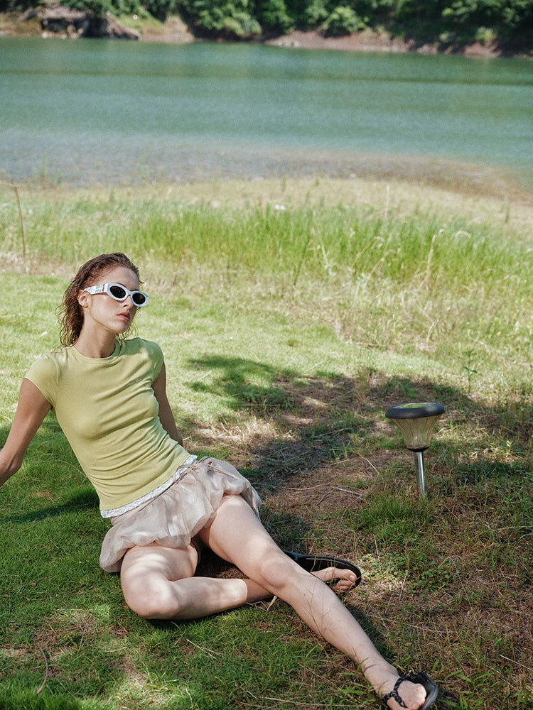 Detachable Floral Cutout Double-Layer Skirt