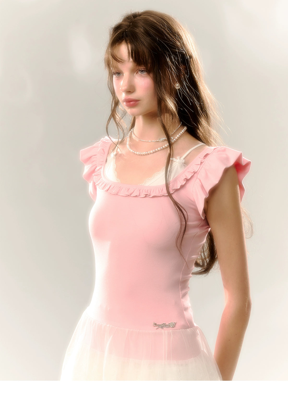 Blue & Pink Lace Trim T-shirt - CHINASQUAD