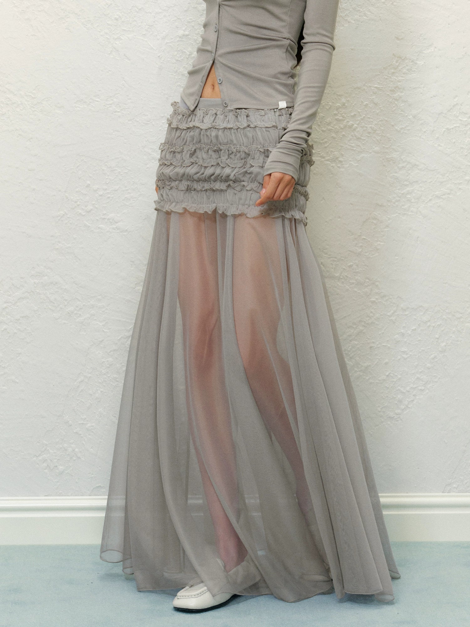 Mesh Splicing Semi-transparent Bodycon Skirt - CHINASQUAD