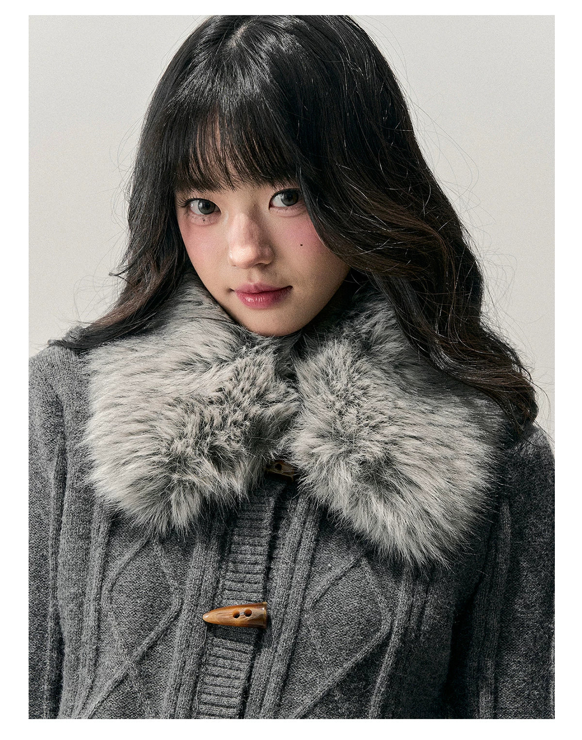 Cable Knit Toggle Cardigan Sweater