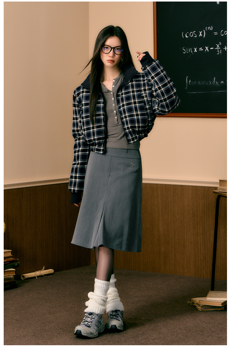 Blue Plaid Reversible Coat - CHINASQUAD
