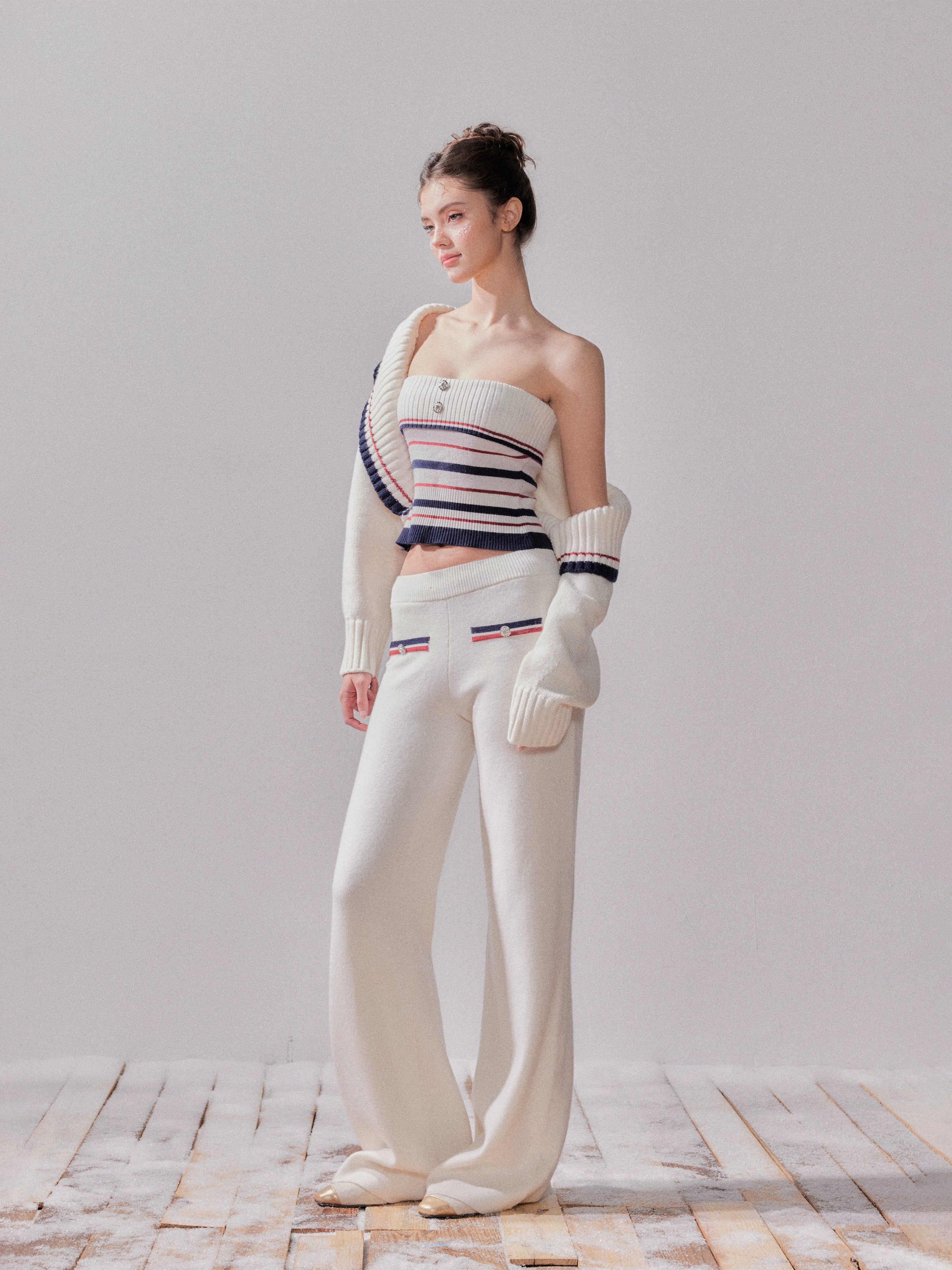 London Stroll Striped Knit Cardigan & Pants Set