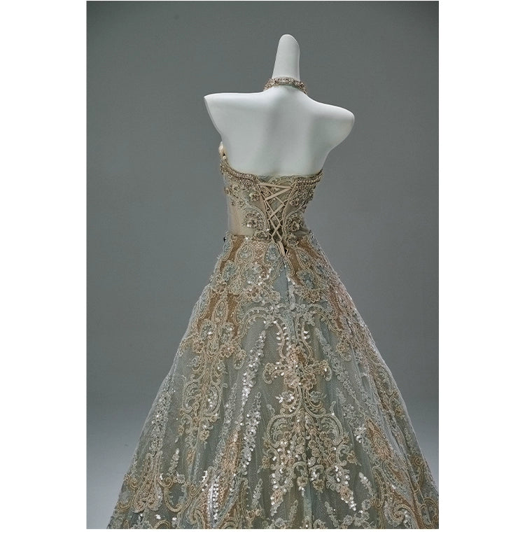 Elegant Apricot Couture Gown