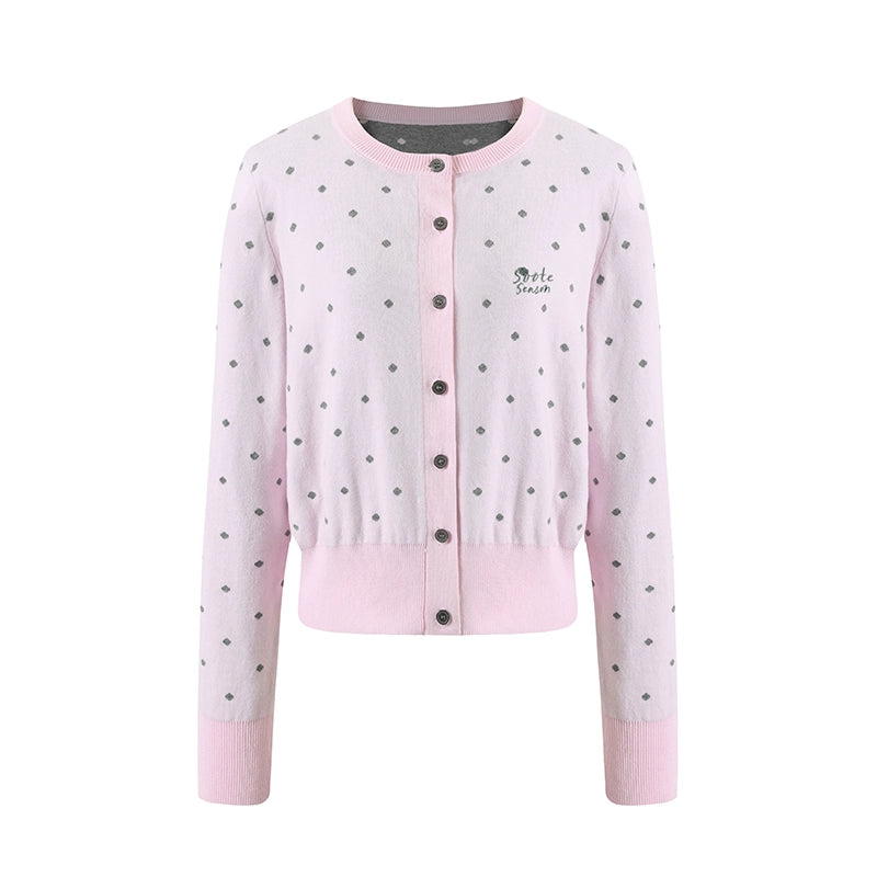 Polka Dot Jacquard Knit Cardigan