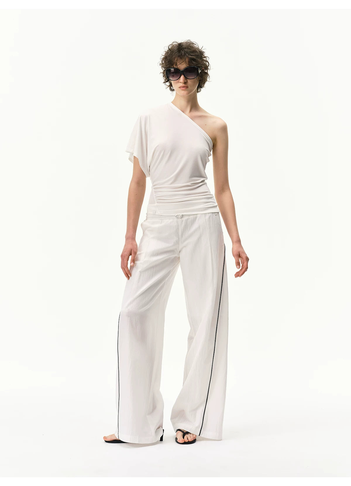 Cooling Lyocell Double-Waistband Wide-Leg Pants