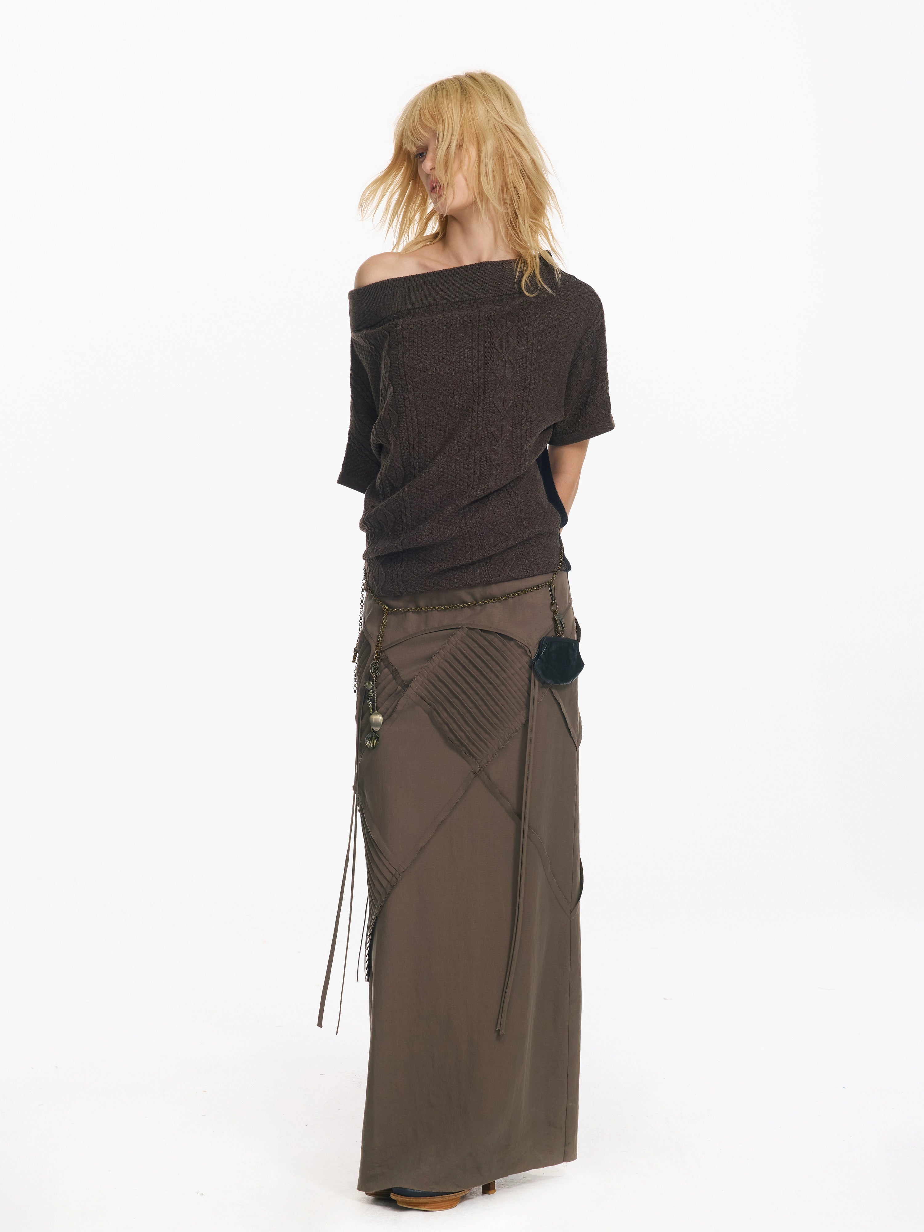 Retro Diamond Strap Low Waist Skirt