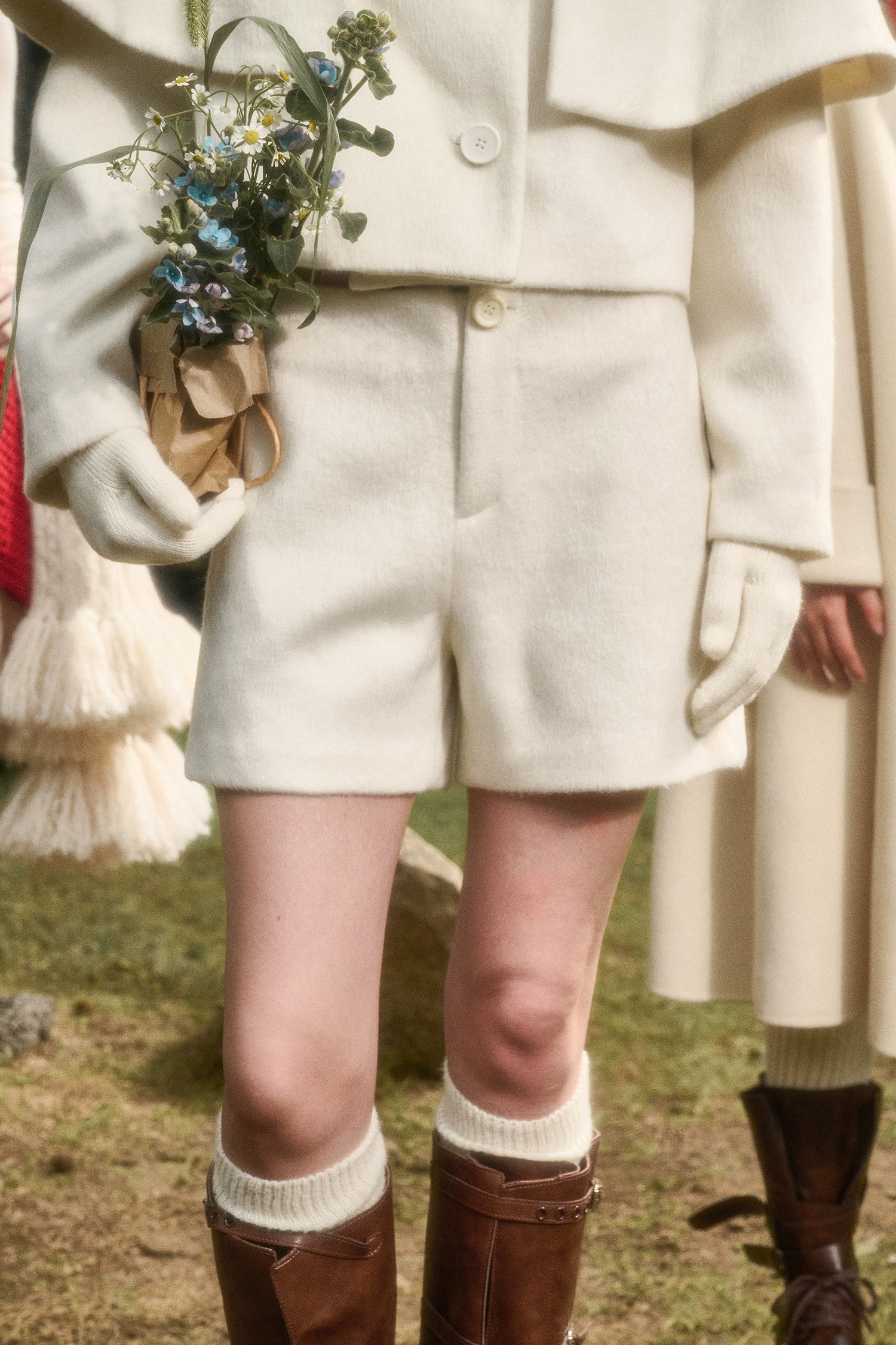 Sunday Wool Blend Cape Jacket & Shorts Set