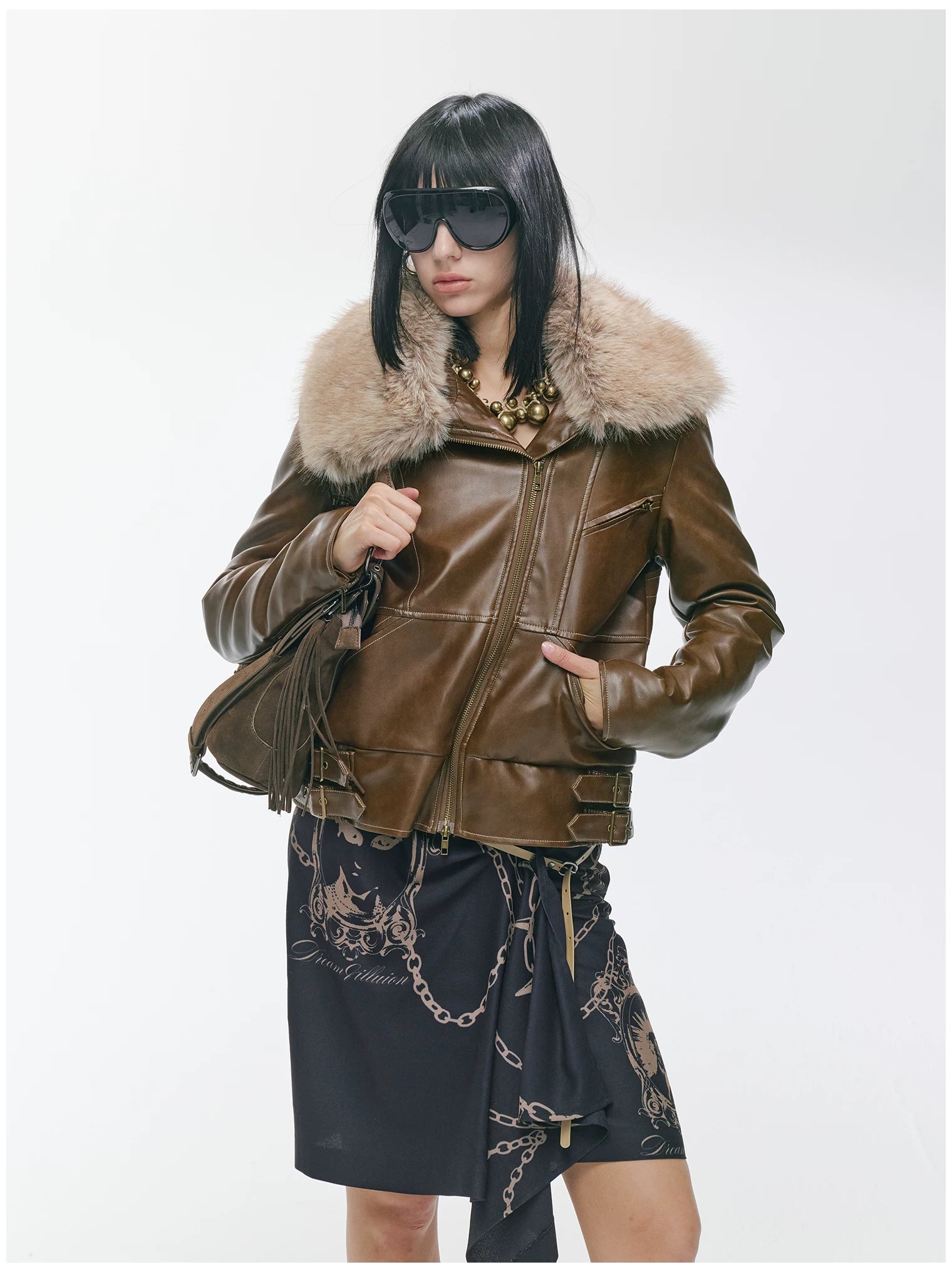 Heavy Punk Windproof Quilted Leather Jacket