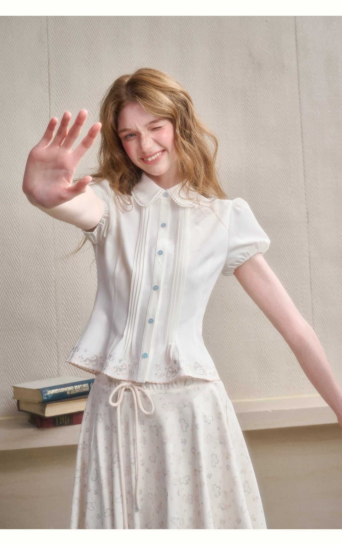 Embroidered Peter Pan Collar Blouse