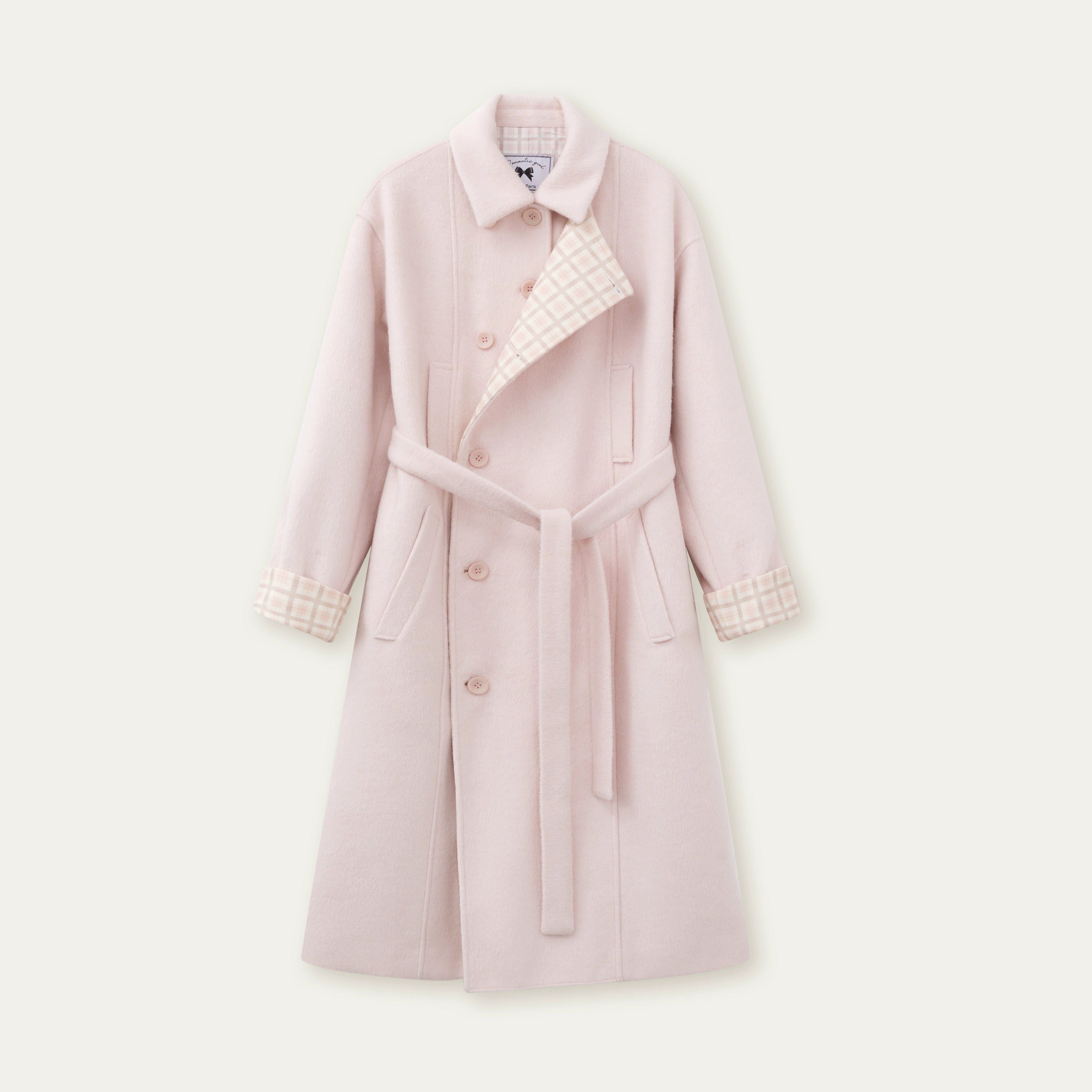 Berlin Avenue Wool Check Scarf Coat - CHINASQUAD