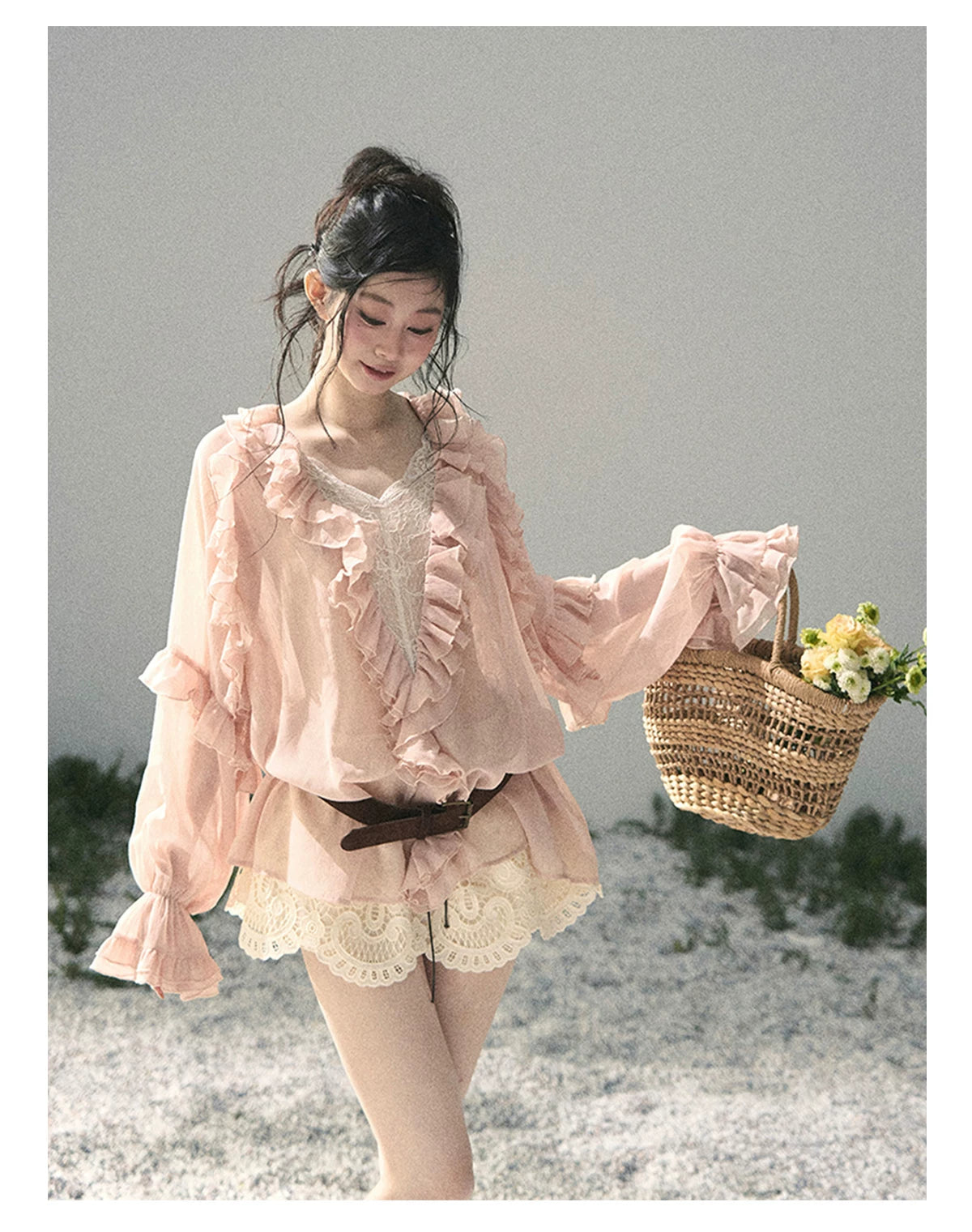 “Lost in Your Embrace” French Floral Cutwork Bubble Mini Skirt