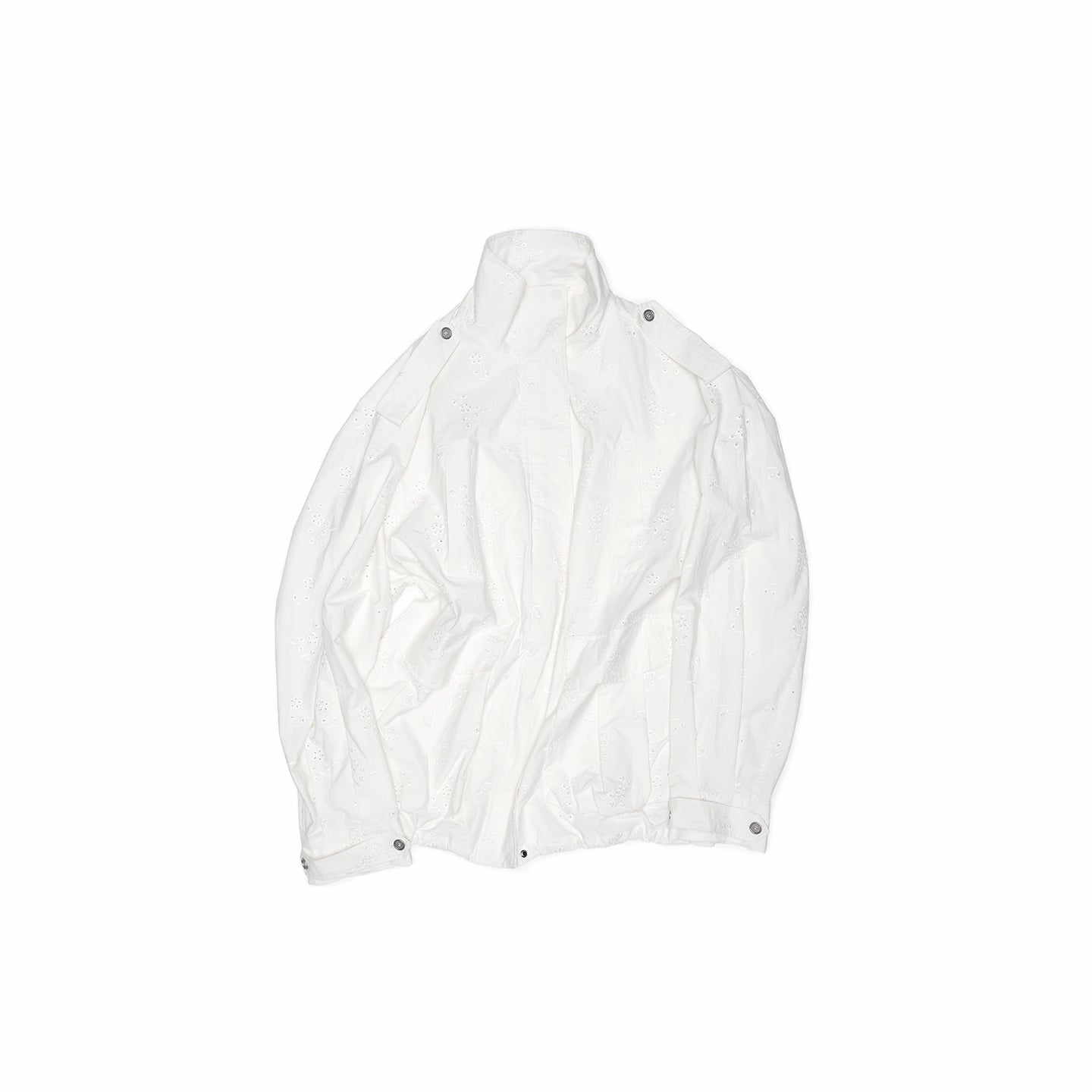Embroidered Jacquard Multi-Pocket Stand-Collar Utility Jacket