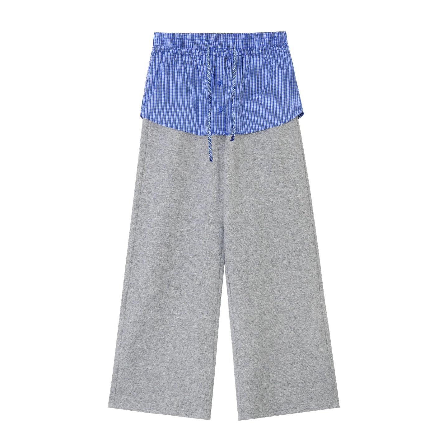 Three-Piece Set Plaid Patchwork Layered Sweatshirt & Bottom Set - CHINASQUAD