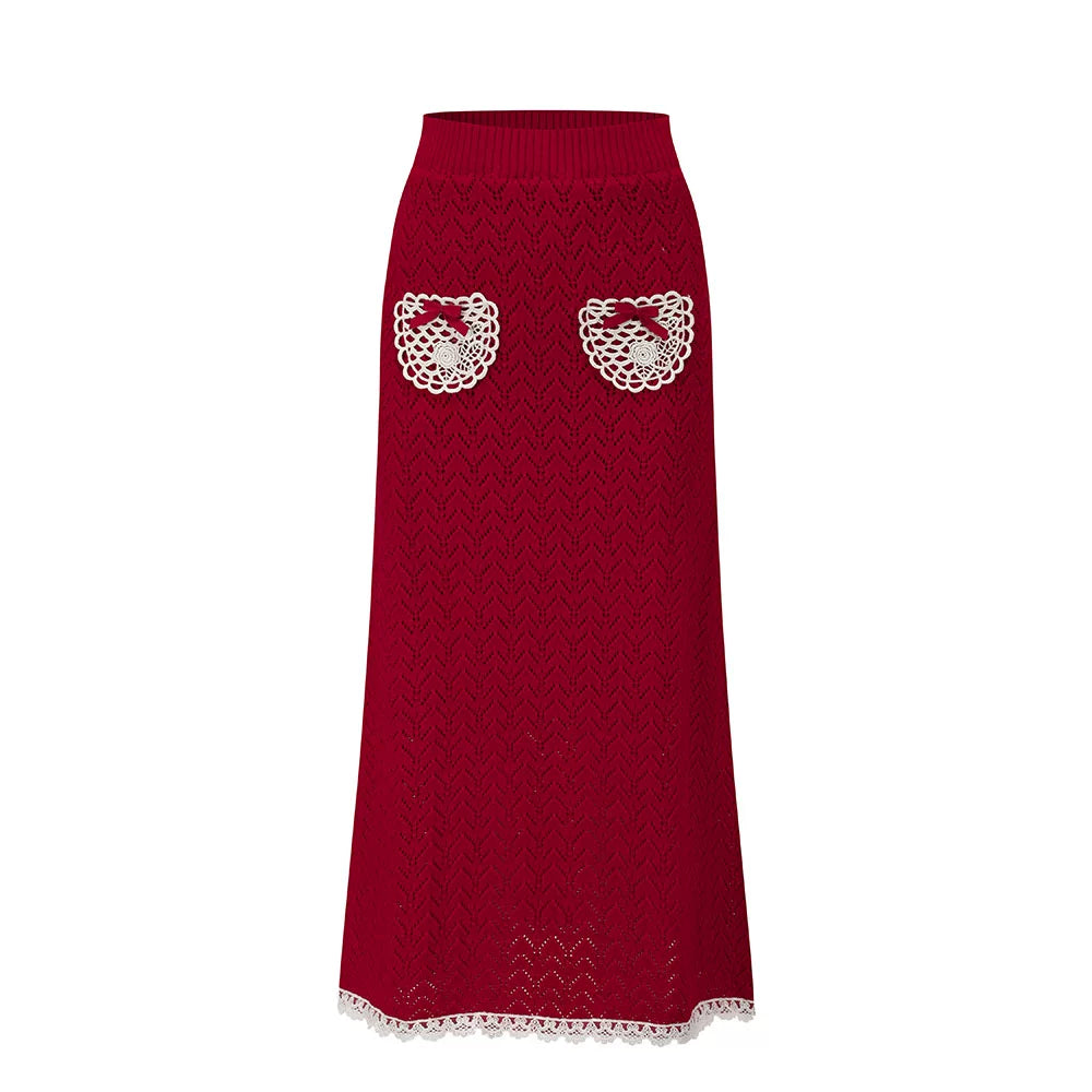 Collegiate White Mock-Neck Knit Top & Skirt Set