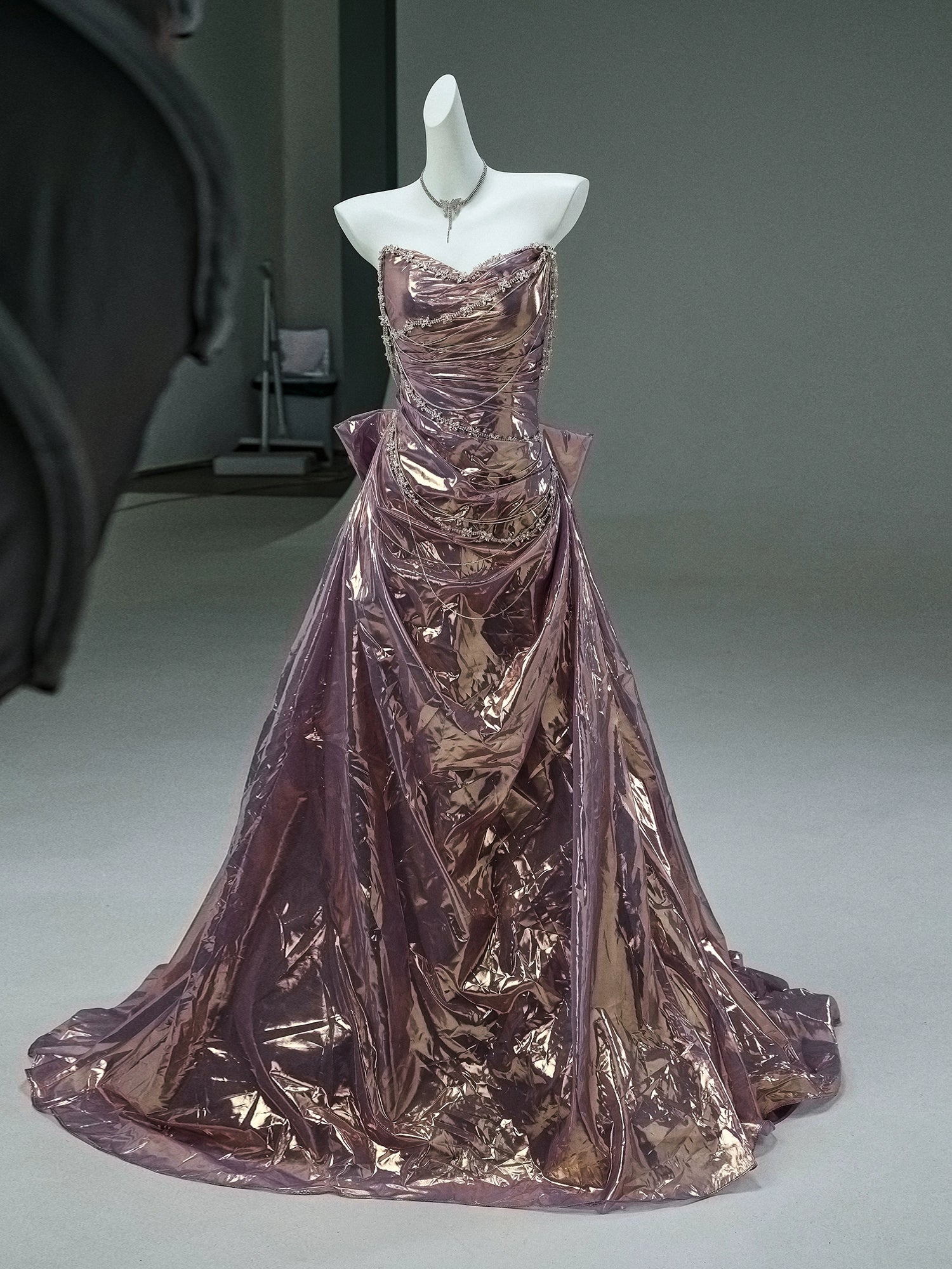Iridescent Candy-Film Sculpted Couture Gown
