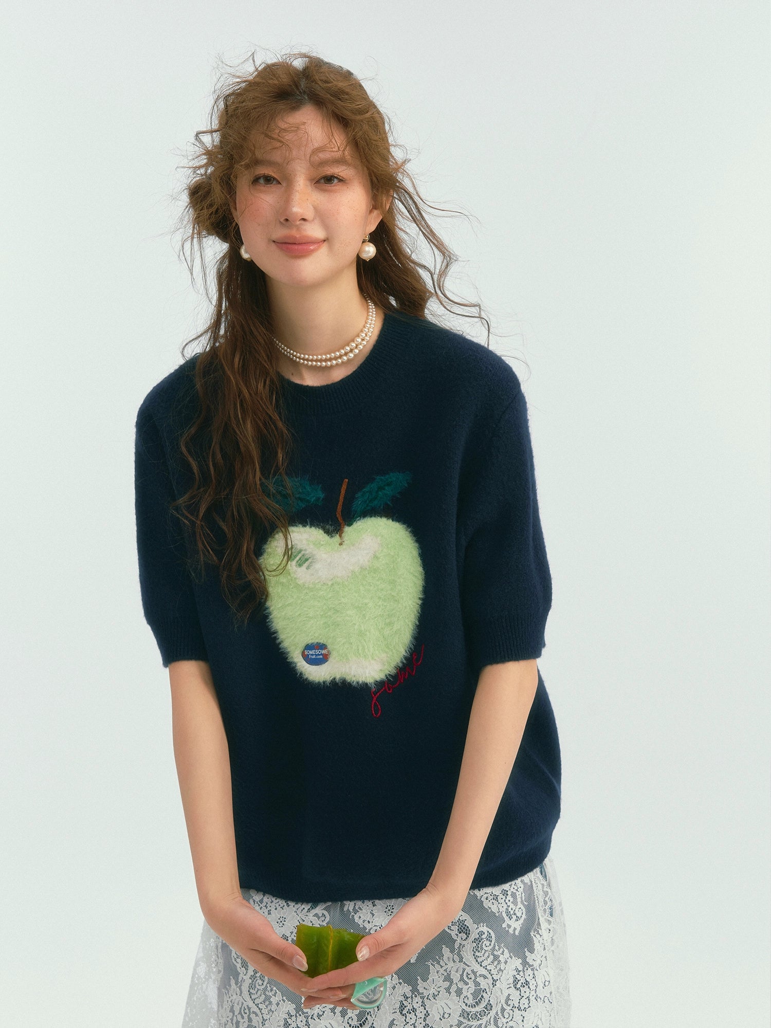 Fun Apple Short Sleeve Sweater - CHINASQUAD