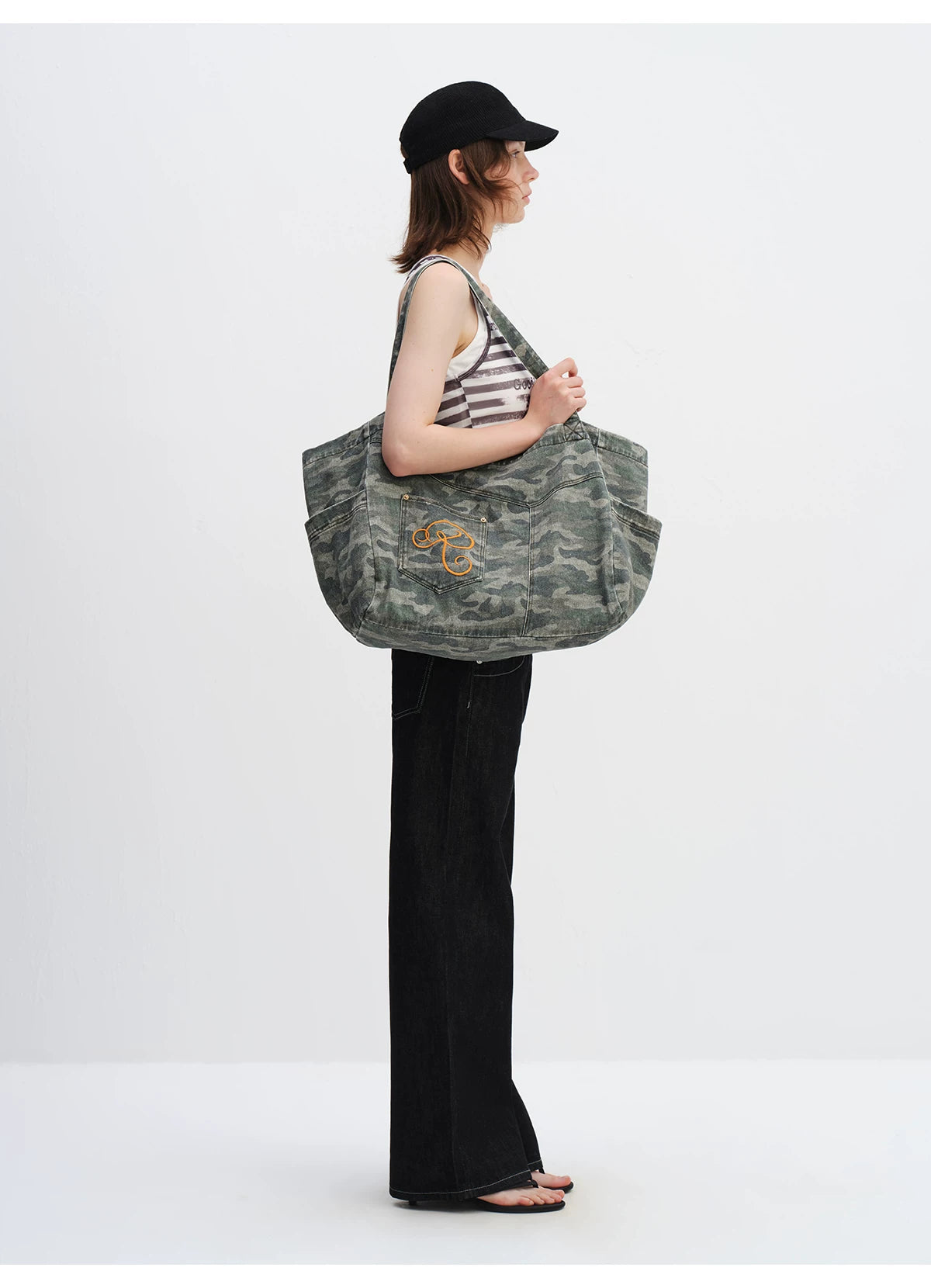 Washed Camouflage Canvas Tote Bag