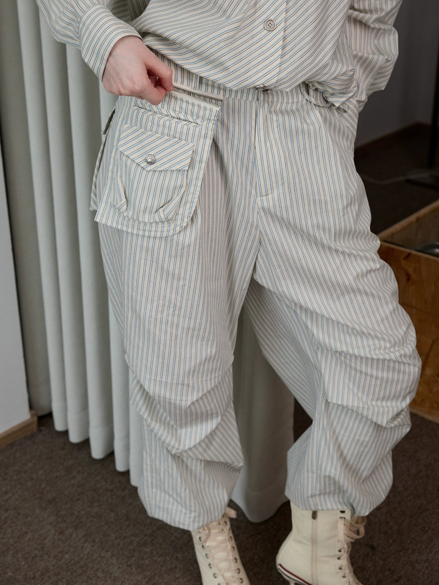 Retro Diagonal Cut Striped Bud Shirt - CHINASQUAD