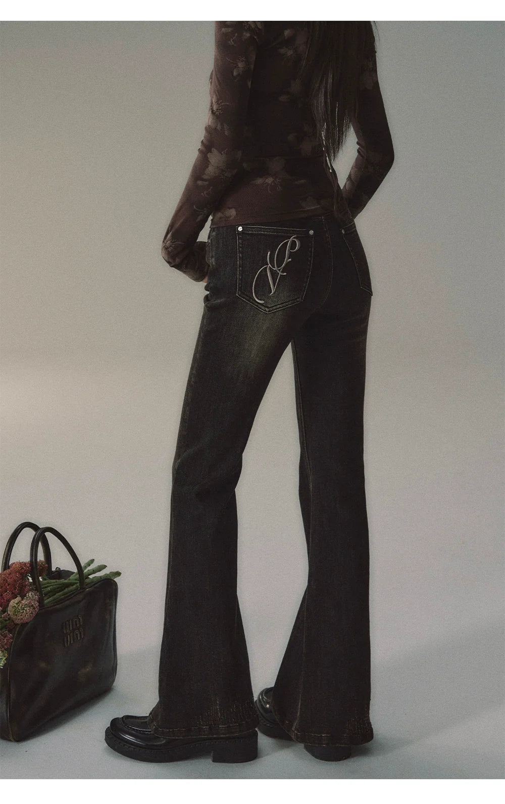 Vintage Distressed Flared Denim Jeans - CHINASQUAD
