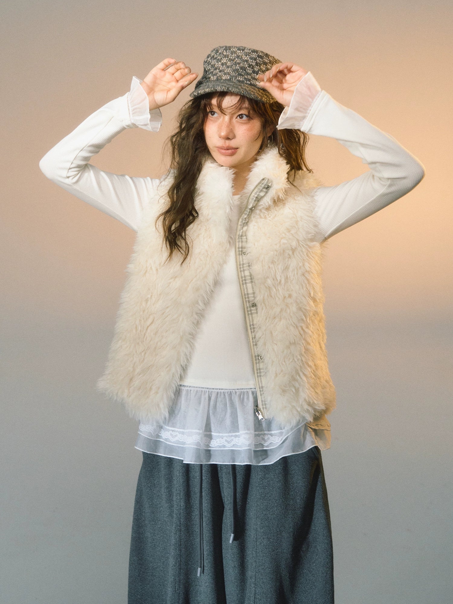 Plaid Patchwork Sherpa Reversible Vest - CHINASQUAD