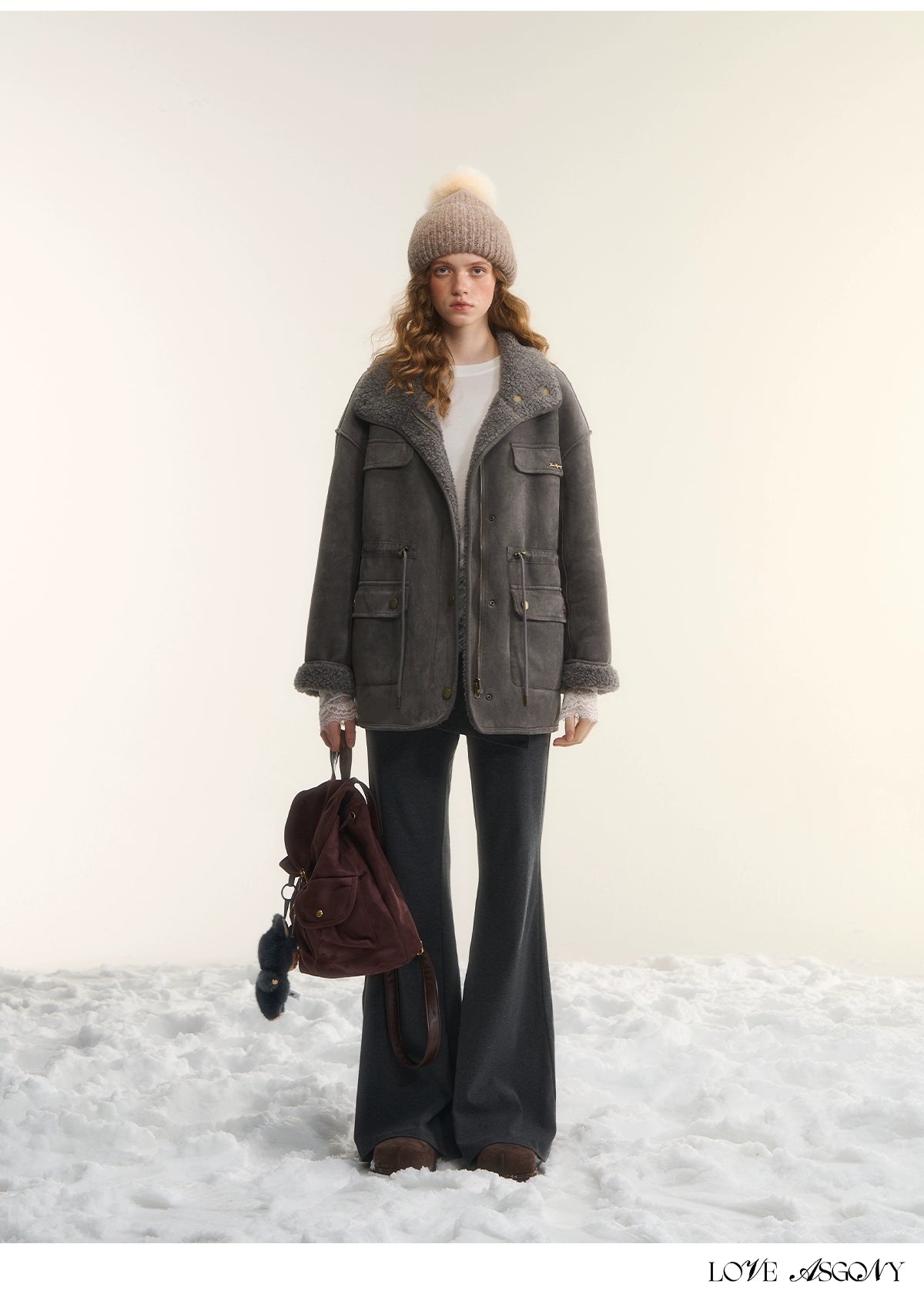 Asgony Asymmetric Layered Flare Knit Pants