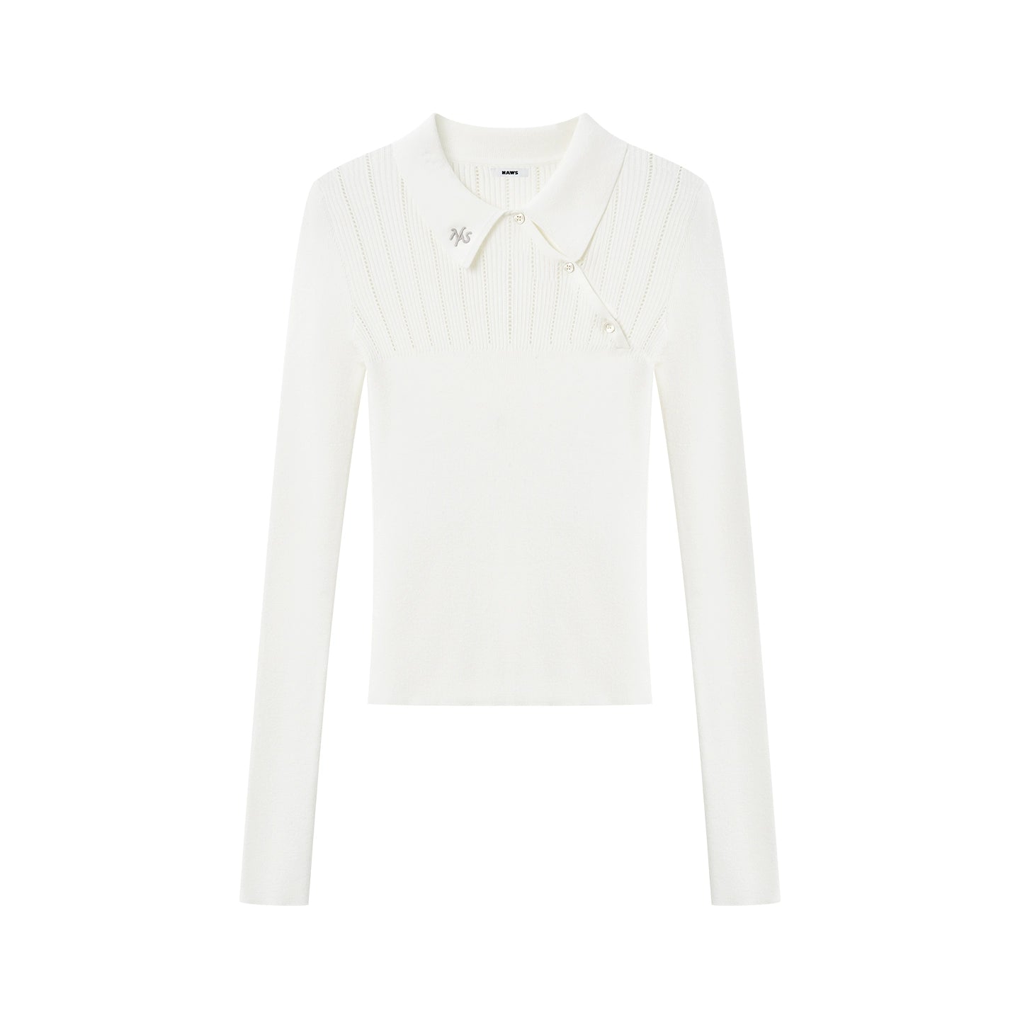 Classic Asymmetric-Collar Knit Crewneck