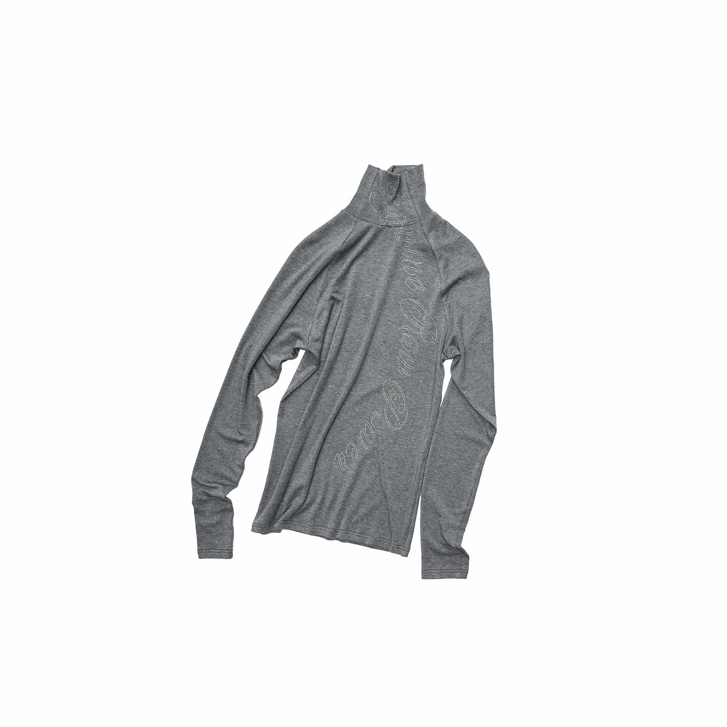 Rhinestone High-Neck Raglan Knit T-Shirt - CHINASQUAD