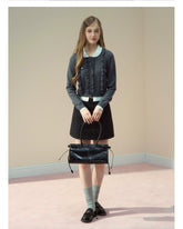 Grey Ruffle Collar Knit Cardigan - CHINASQUAD