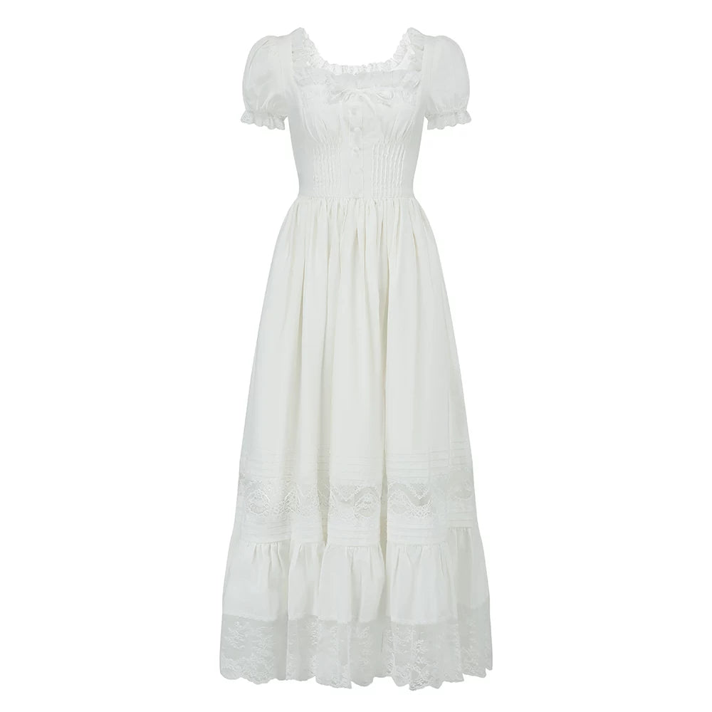 Pure White Cinderella Square-Neck Princess Dress