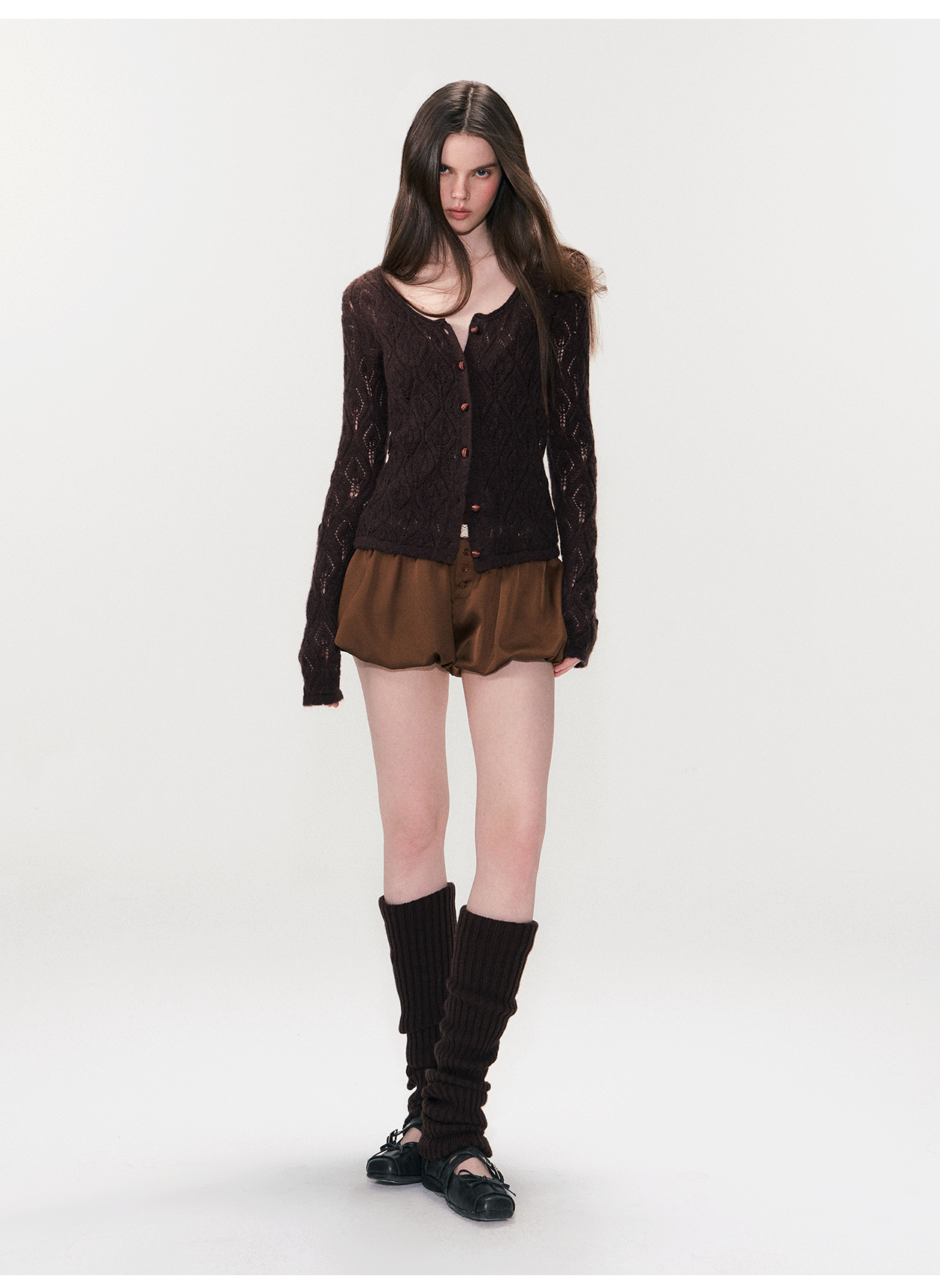 Mohair Blend Open-Knit Cardigan