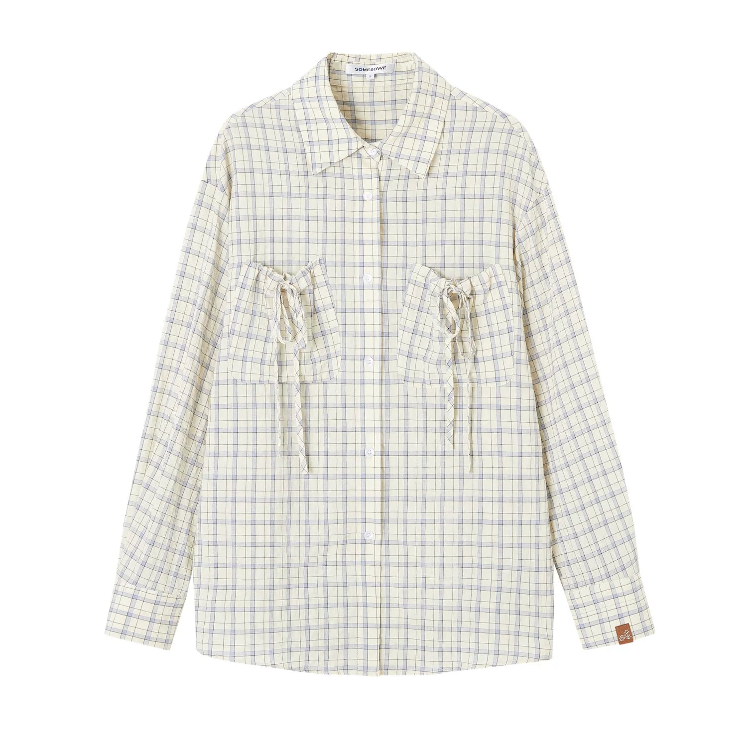 Drawstring Pocket Plaid Shirt