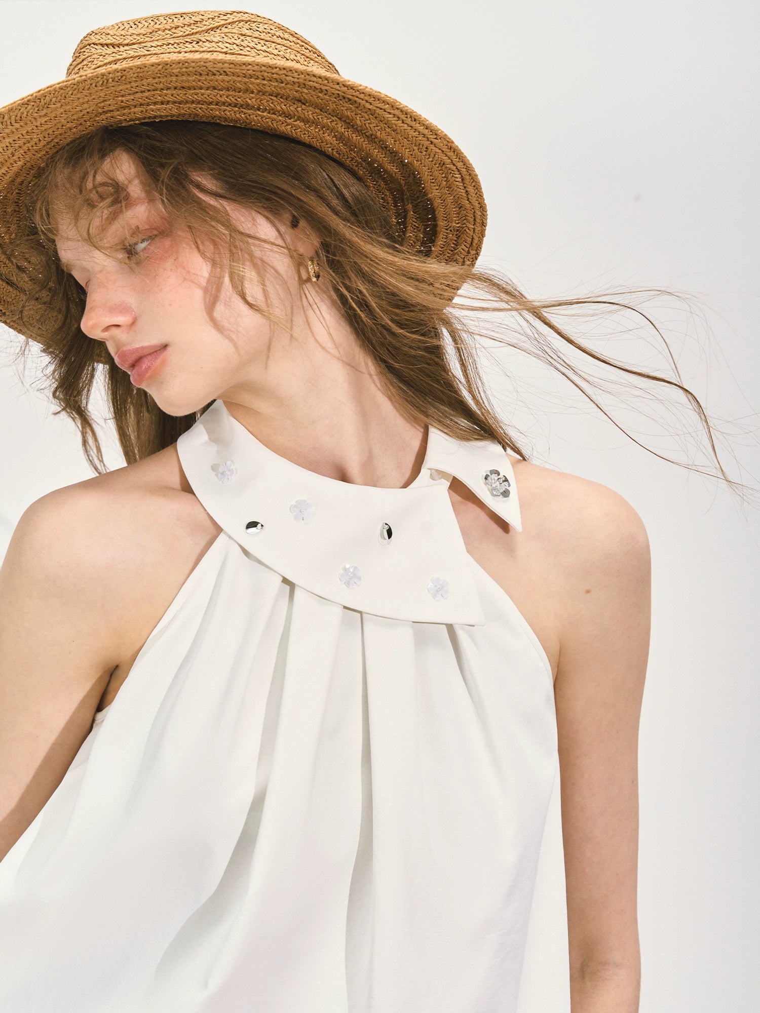 Halter Neck Off-Shoulder Crinkled Sleeveless Top - CHINASQUAD