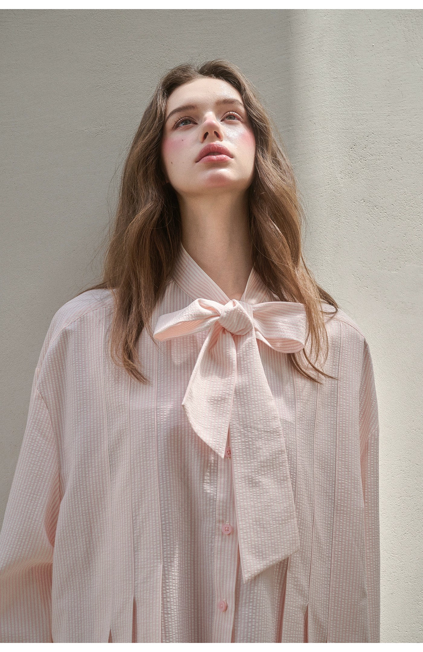 "Perfume Memoir" Tencel Cotton Bow Blouse Set