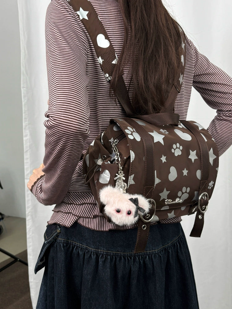 Silver-Stamped Matte Square Backpack