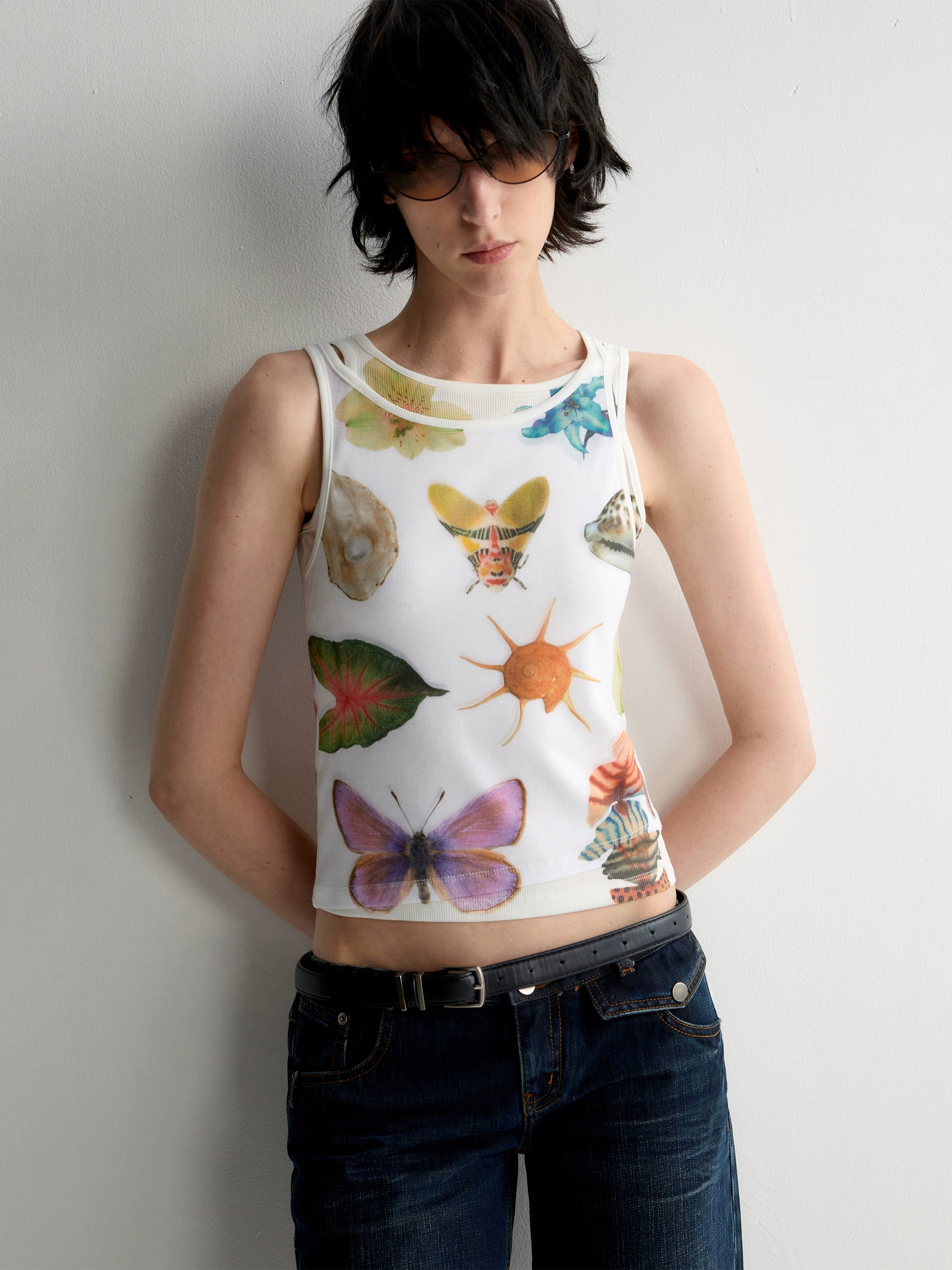 Lyocell Fun Print Short Sleeveless Tank Top