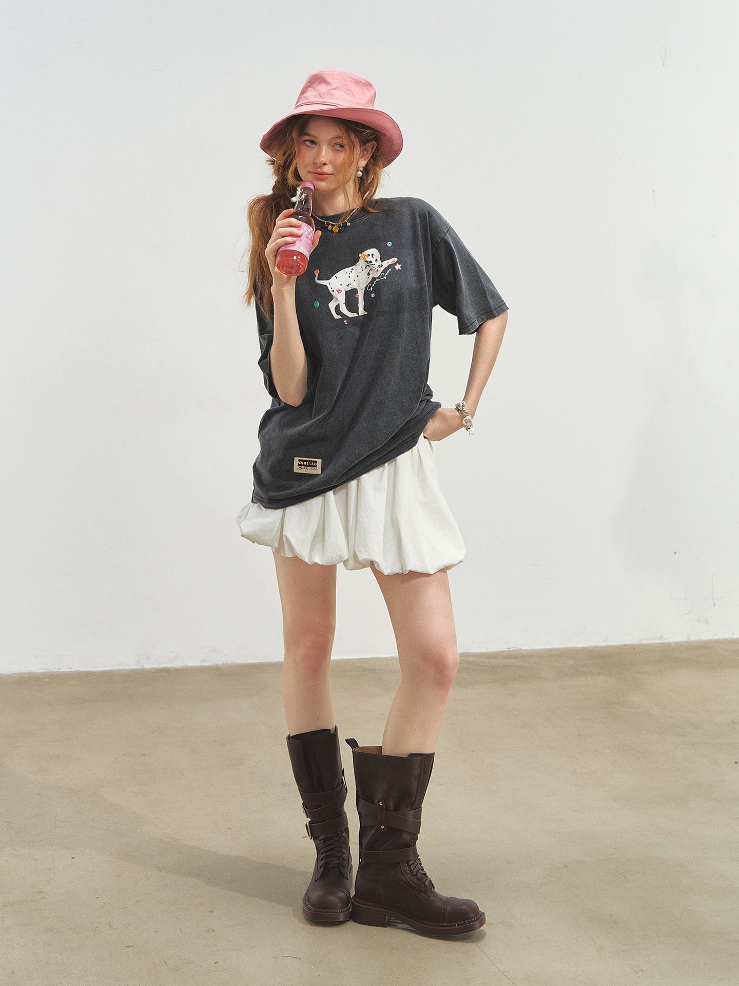 Spotted Puppy Printed Short Sleeve T-shirt - CHINASQUAD