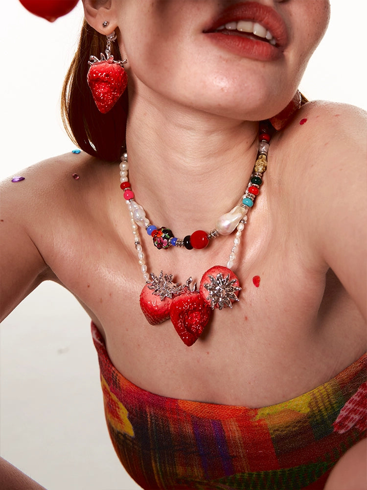 Strawberry Natural Baroque Pearl Necklace - CHINASQUAD