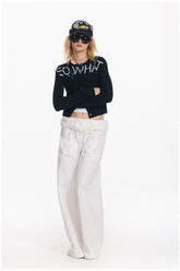 Soft Wool Punk Letter Knit Cardigan - CHINASQUAD