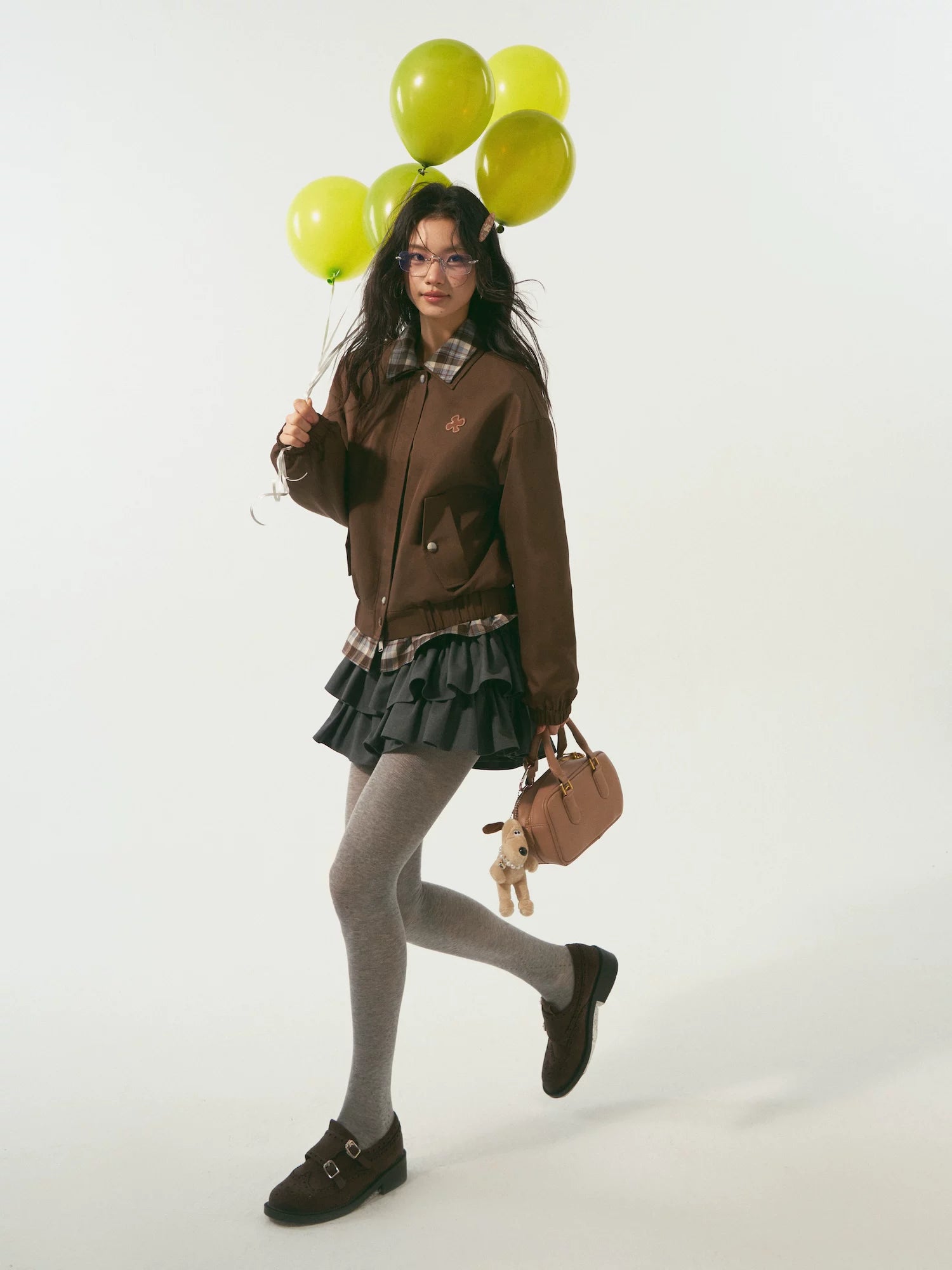 Double-Collar Plaid Patchwork Padded Jacket