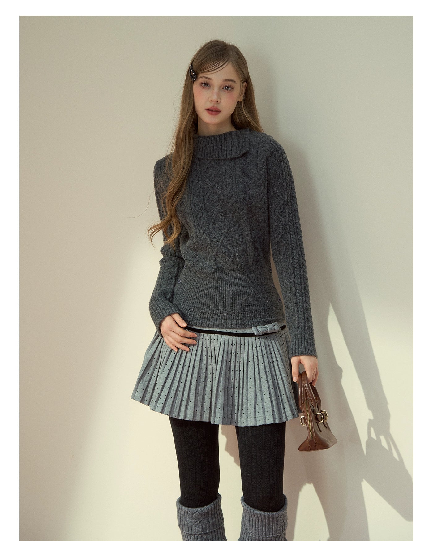 Winter Whisper Cable Knit Turtleneck Sweater - CHINASQUAD