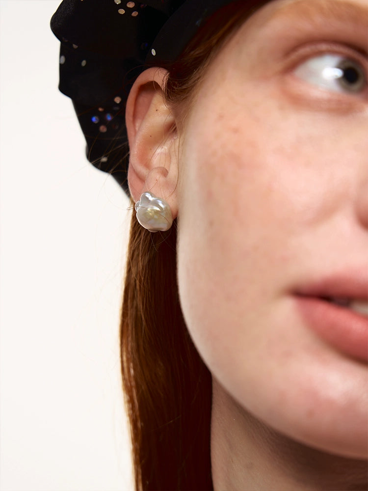 Natural Star Baroque Shaped Pearl Stud Earrings - CHINASQUAD