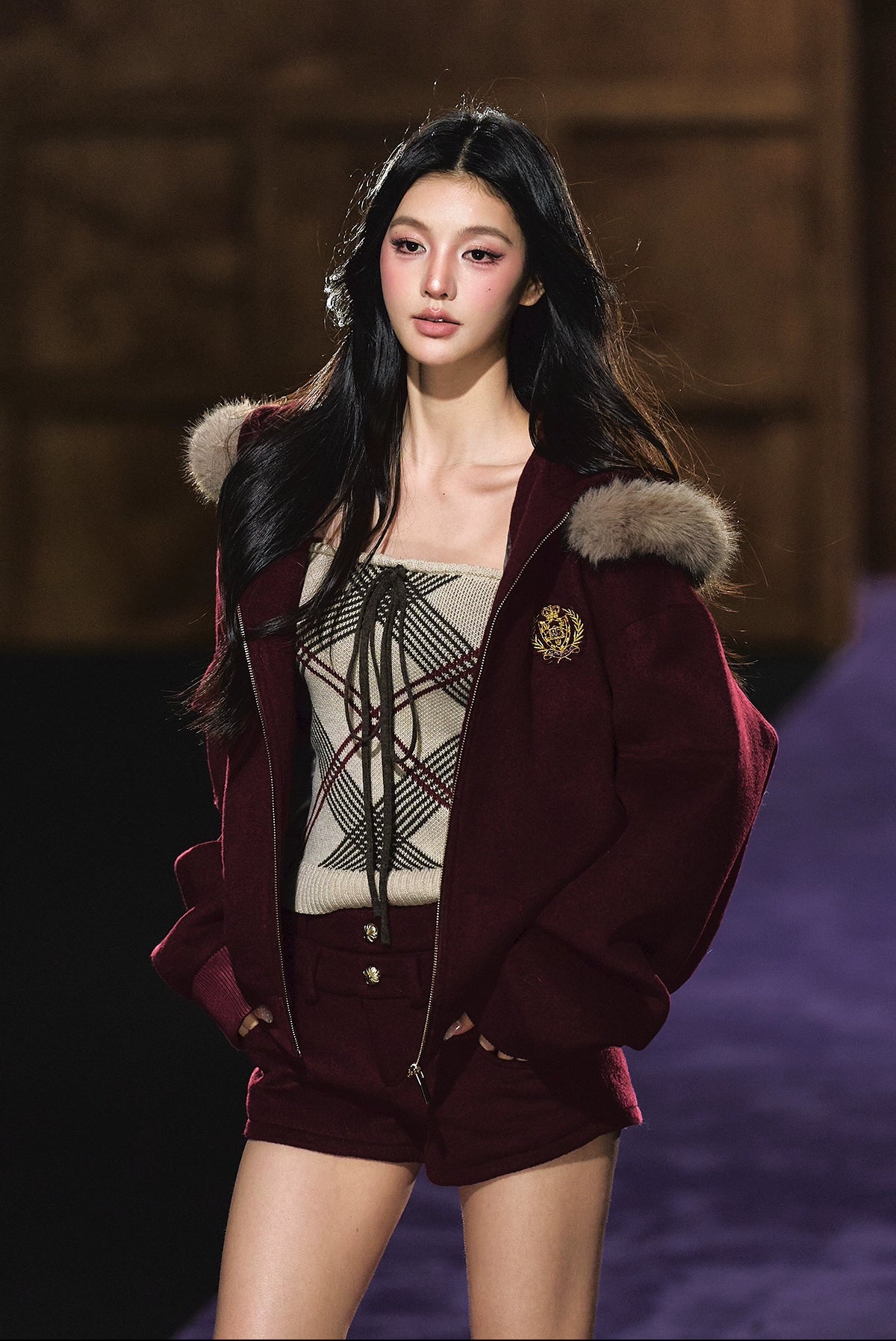 Wool-Blend Heart Yarn Cropped Knit Tube Top