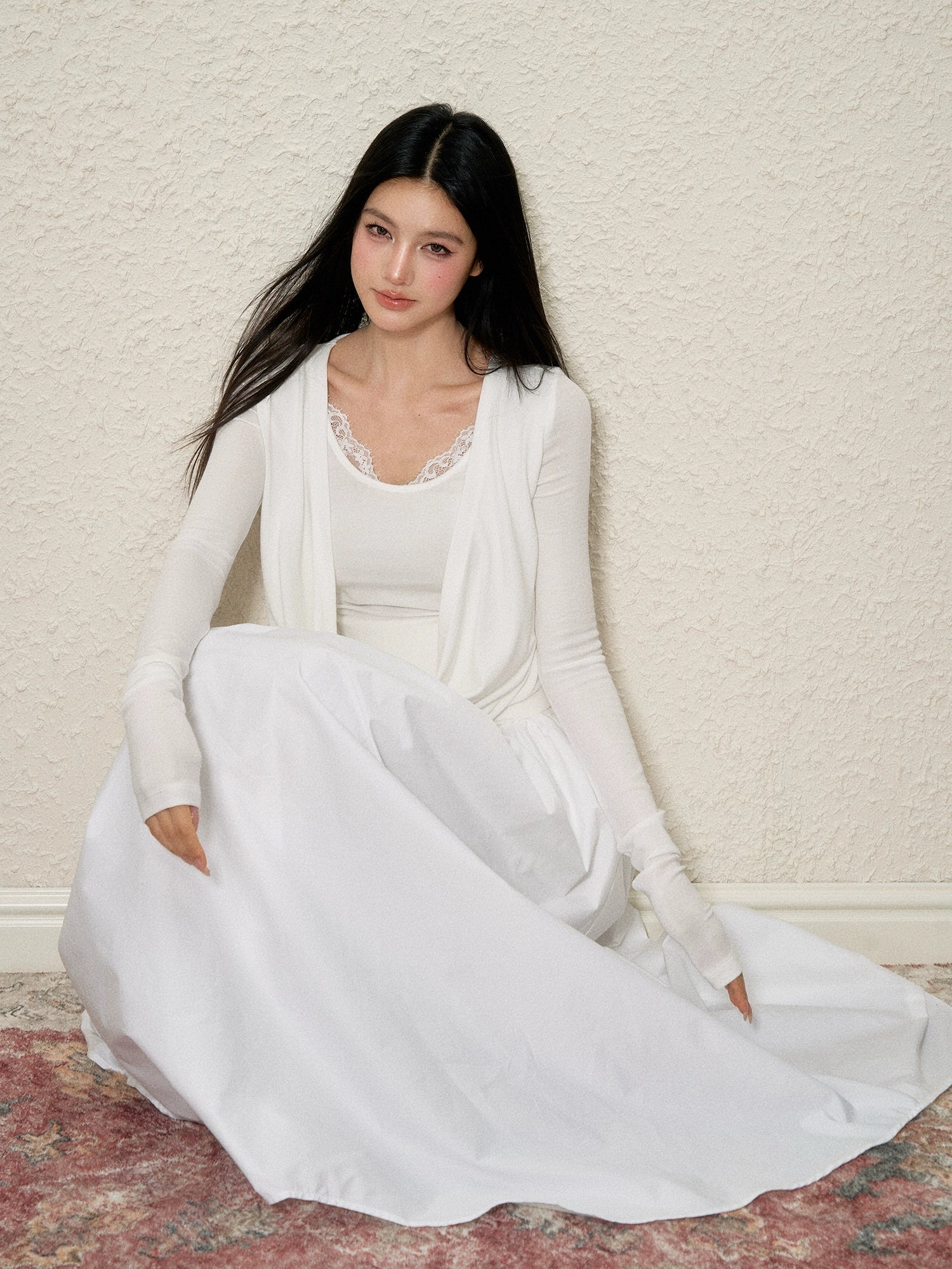 Modal Wool Blend Lace Panel Top - CHINASQUAD