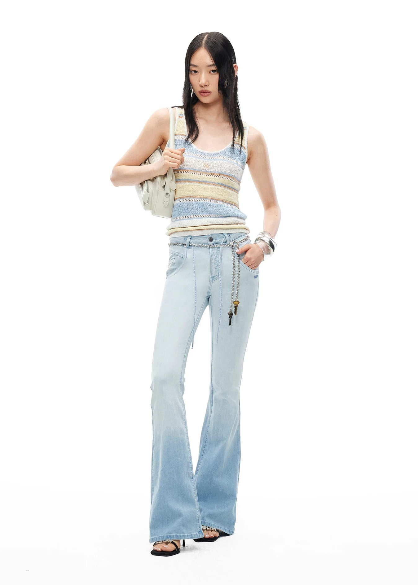 Marfi Knit Vest with Textured Striped Pattern