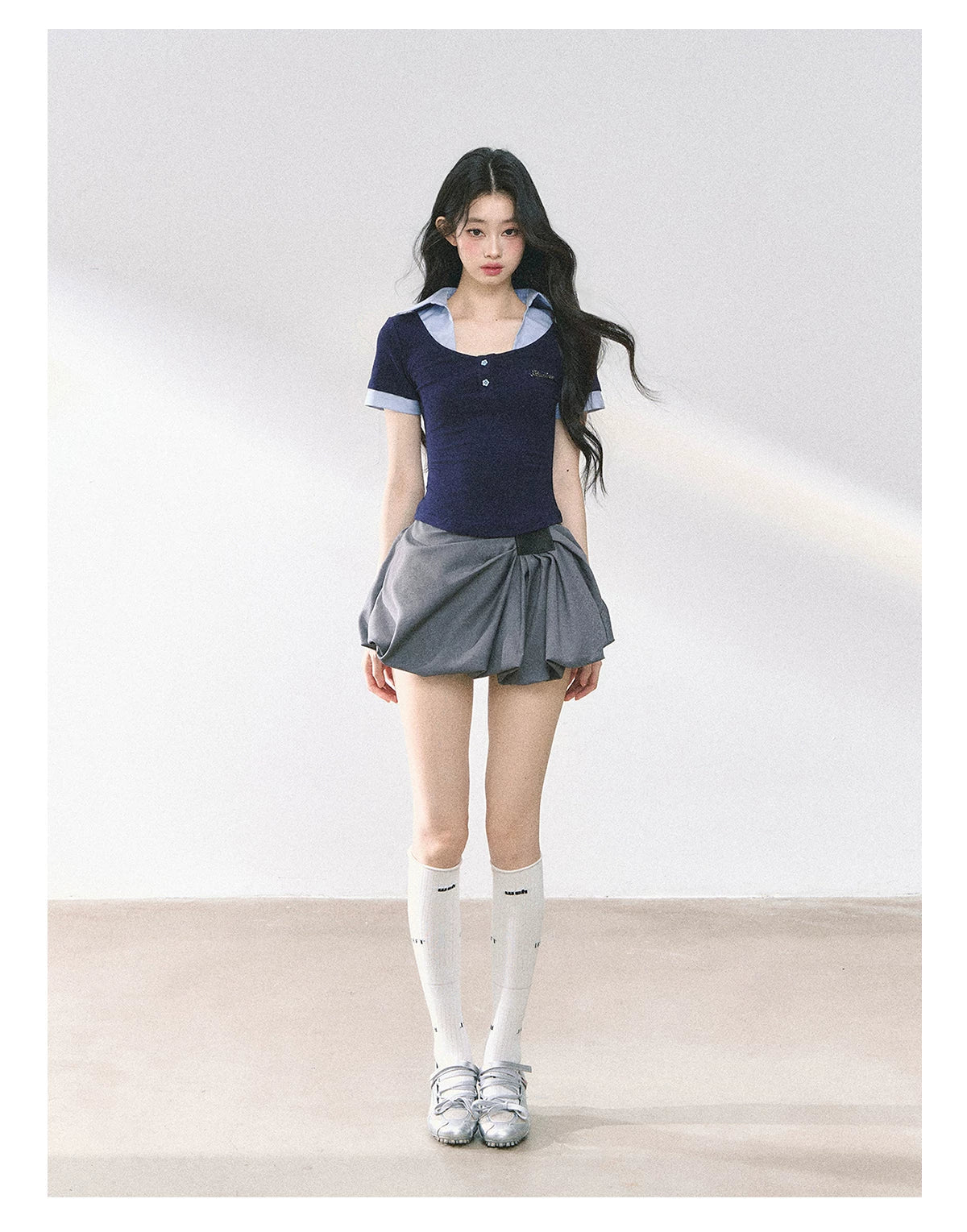 American-Style High-Waist Bubble Mini Skirt