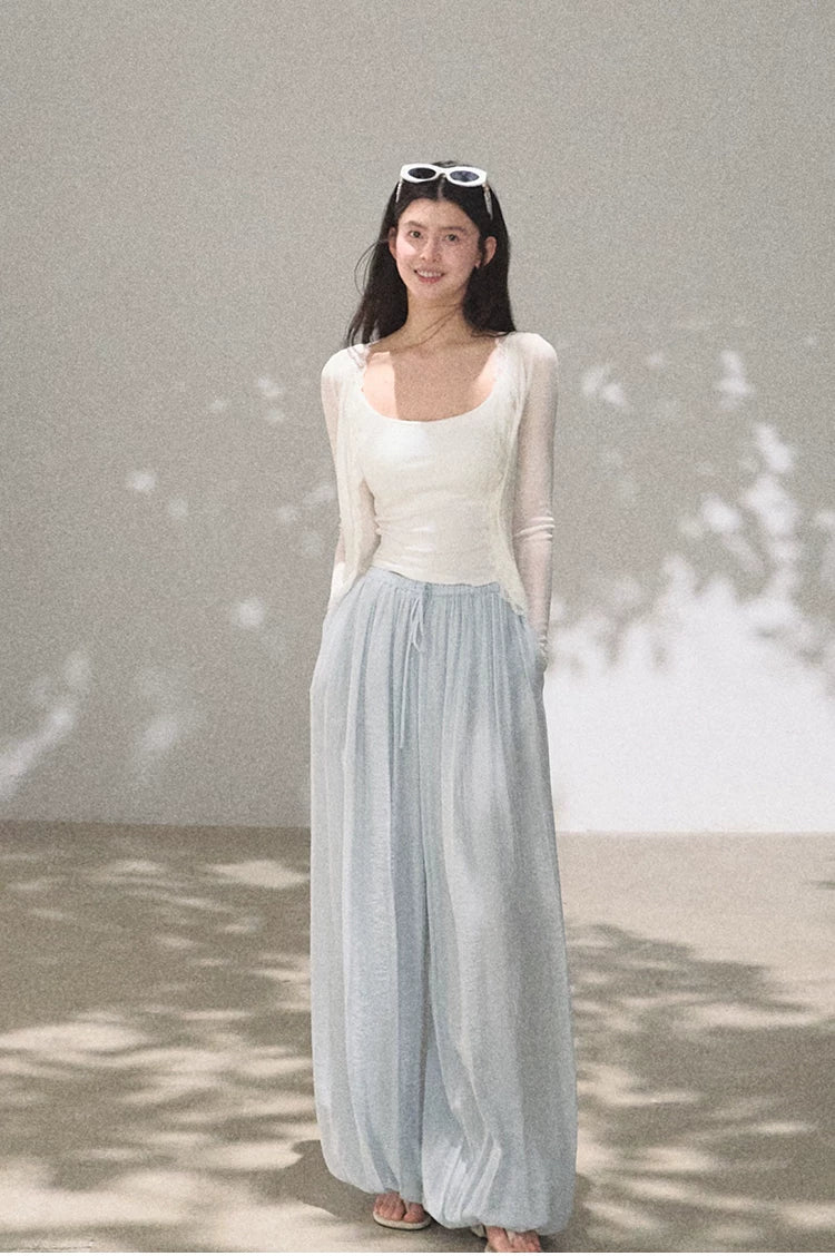 Silk-Blend Relaxed Wide-Leg Trousers