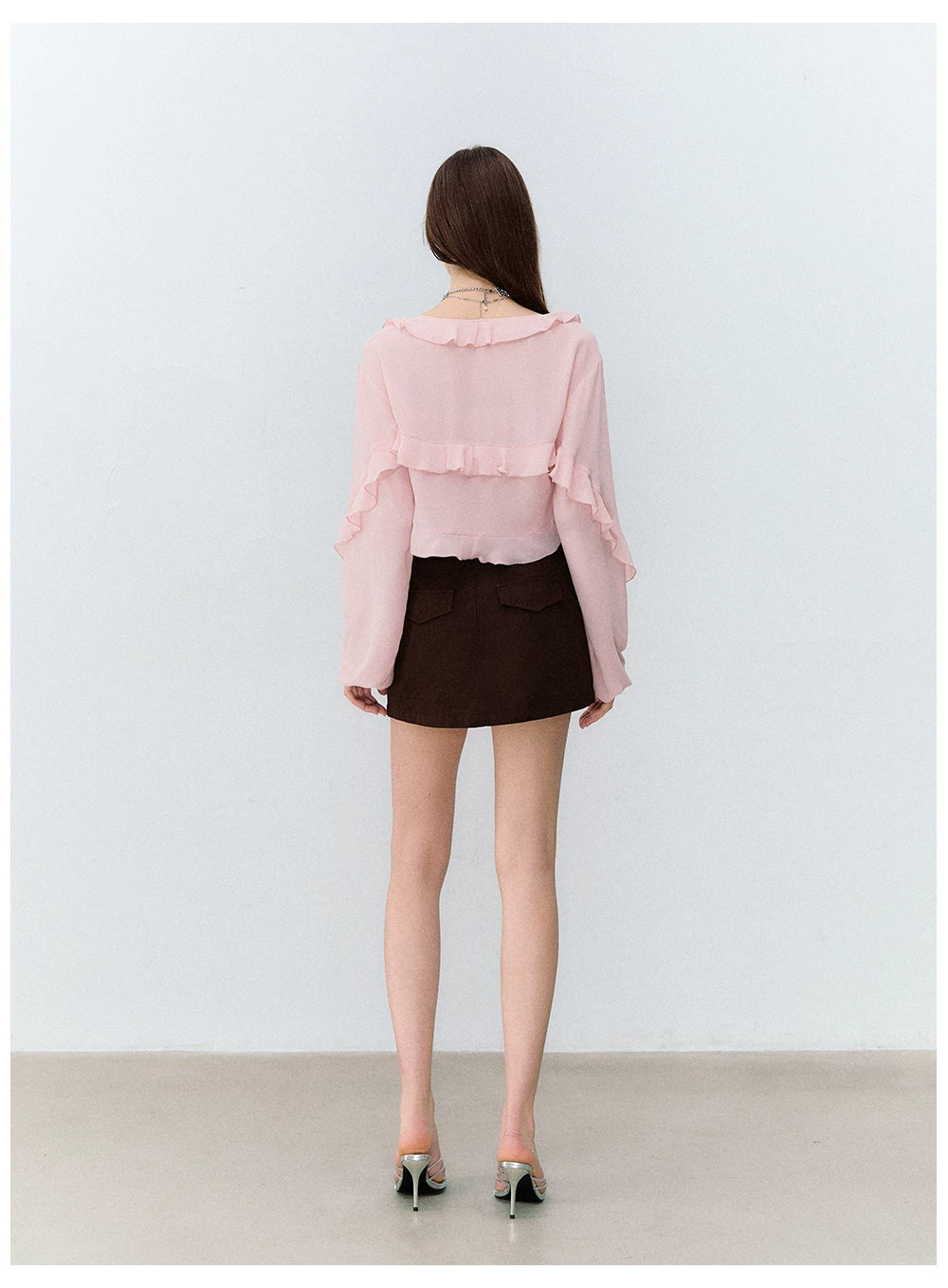 Brown Tone Starburst Asymmetric Skirt
