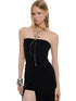 Black Strapless Hook Maxi Dress - CHINASQUAD