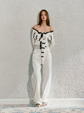 White Tie Detail Off-shoulder Knit Cardigan - CHINASQUAD
